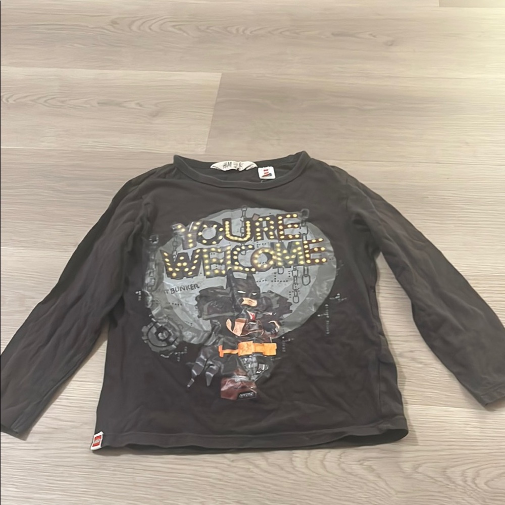 H&M Black Lego Batman Graphic Long Sleeve Tee US4-6Y